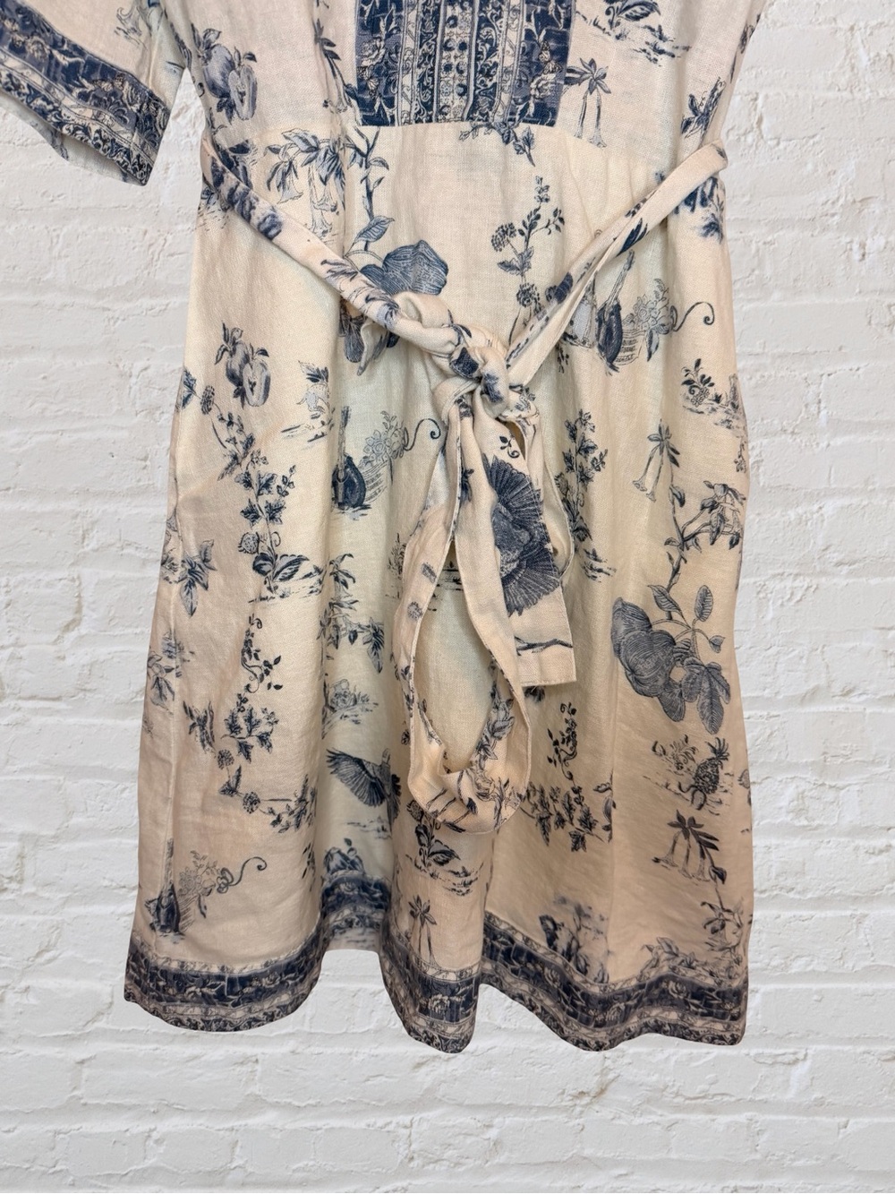 Calypso St. Barth Blue White Toile Linen Mini Dress Boho Coastal Resort Medium - Picture 5 of 7
